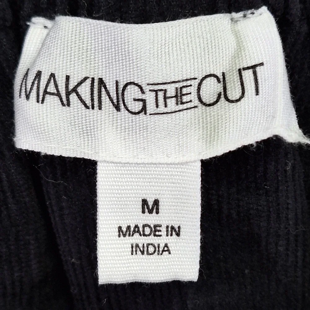 Making the Cut Dress Womens Medium Black Double Breasted Modern Boho